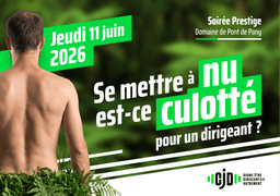 Affiche officielle de la Soirée Prestige 2026 du CJD Dijon, fond vert, prévue le 11 juin 2026 au Domaine de Pont de Pany